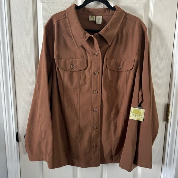 Islander Brown Collared Button Down Long Sleeve Shirt NWT 2X Plus Size READ - Picture 2 of 16